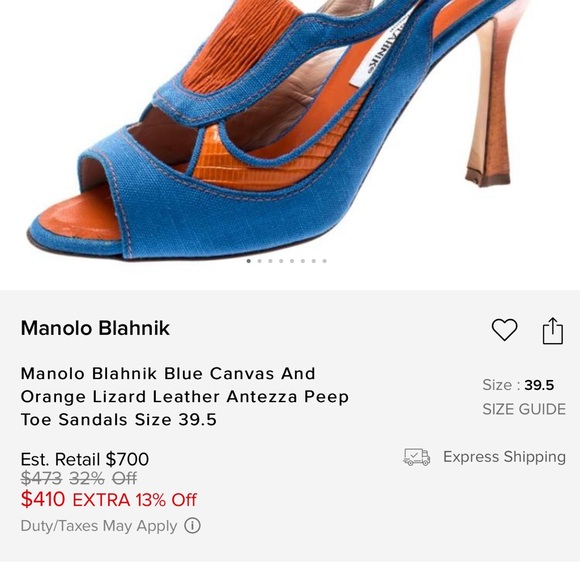 🧡SOLD! RARE MANOLO BLAHNIK DENIM & LEATHER HEELS 39 8.5 - Picture 2 of 11